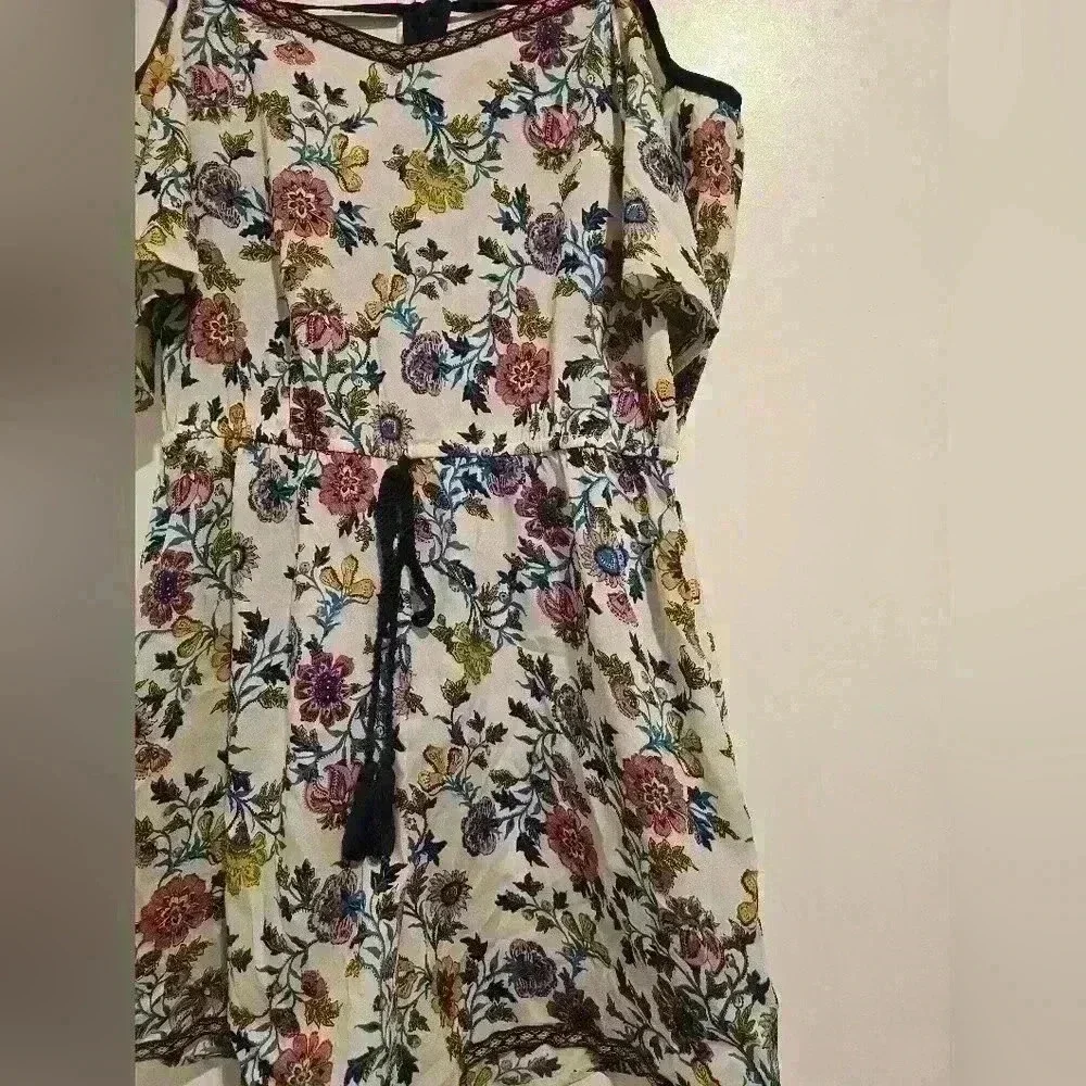 Blue Rain Floral Cold Shoulder Boho Lightweight Romper